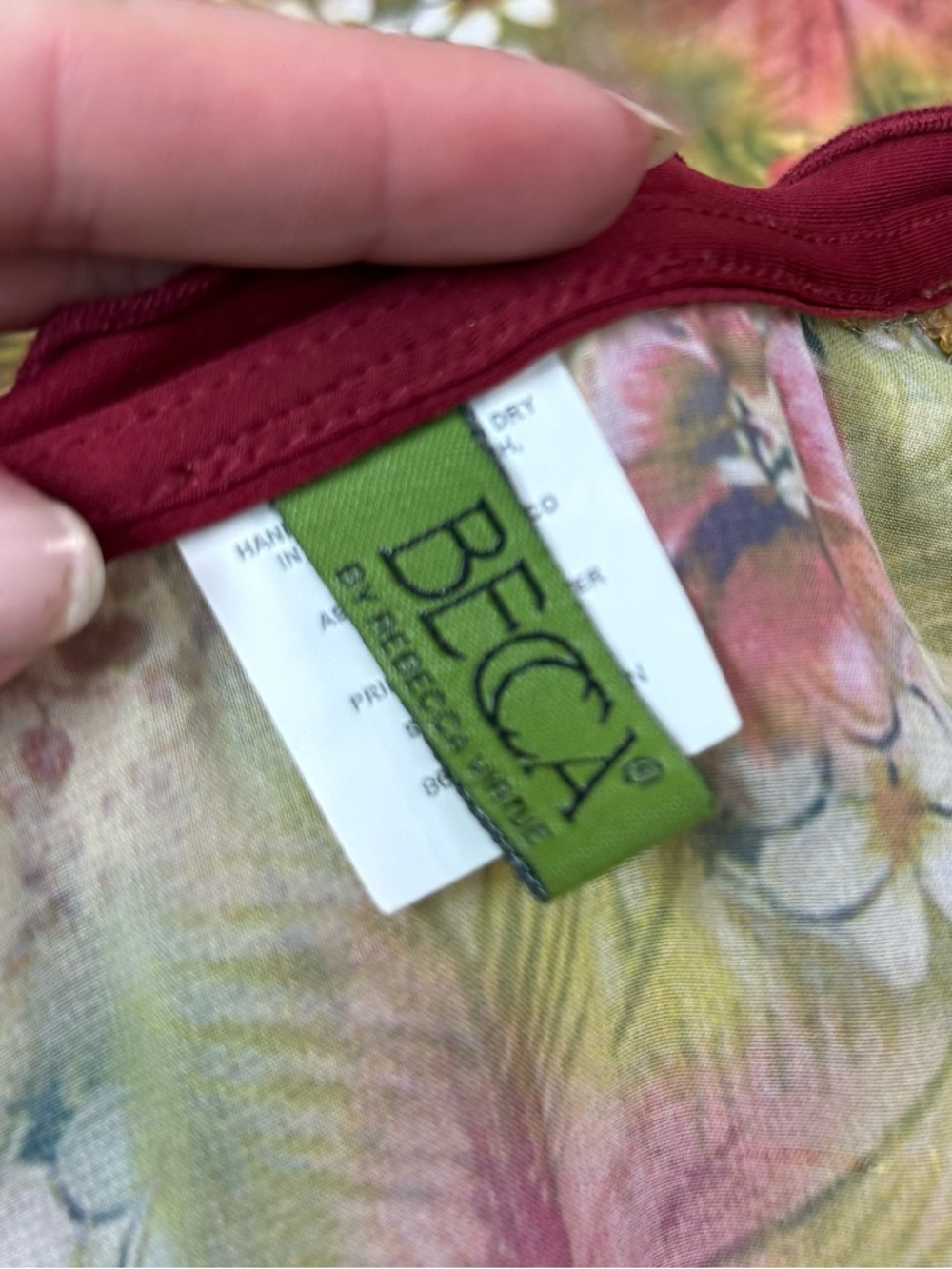 Becca Tropical Floral Swim Cover Up Dress Yellow Red V Neck M L - Picture 3 of 7